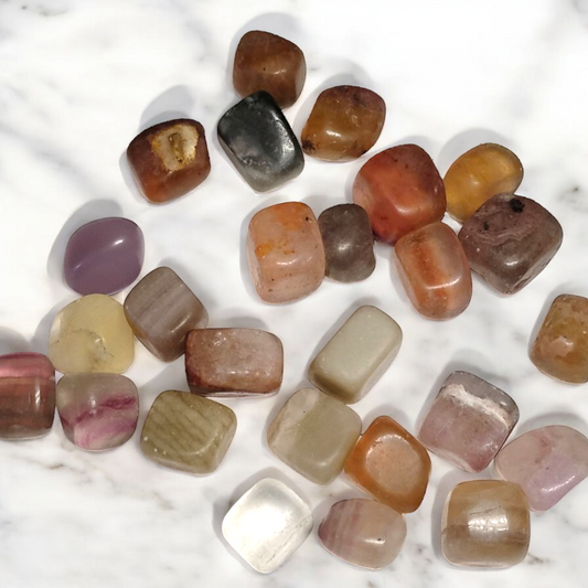 3 Fluorite Tumbled Stones – Focus, Clarity, Protection + Gift Bag Included