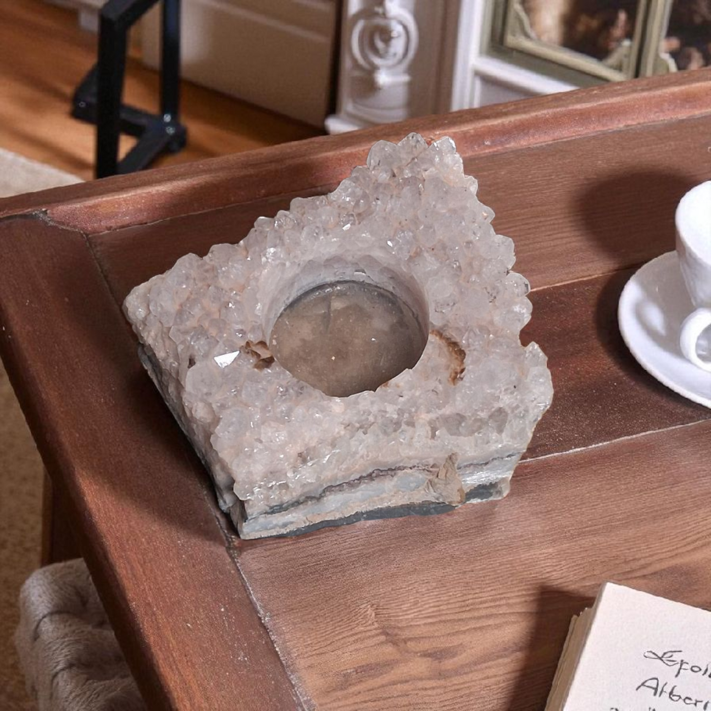 Amethyst Crystal Tea Light Candle Holder – 3" x 3" Square Cluster