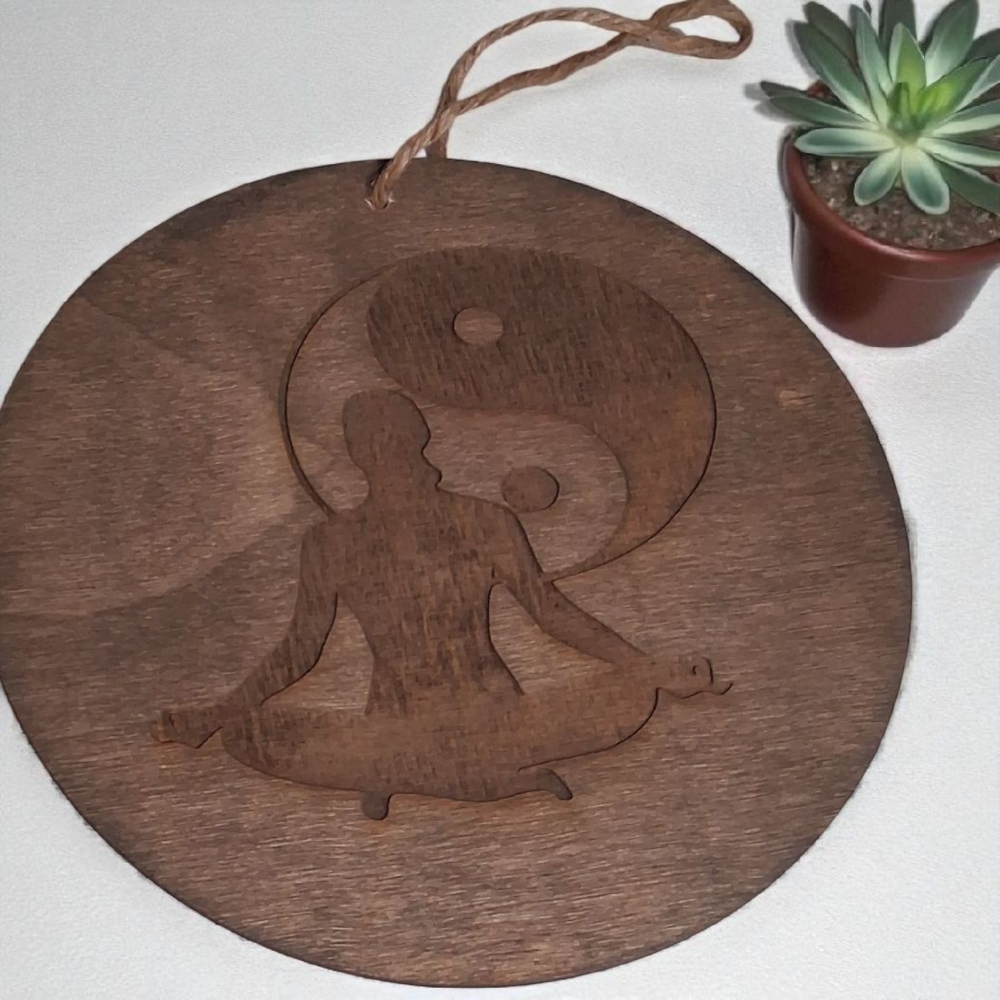 Engraved Wooden Yin Yang Meditation Wall Hanging – 6” Round Spiritual Balance Decor