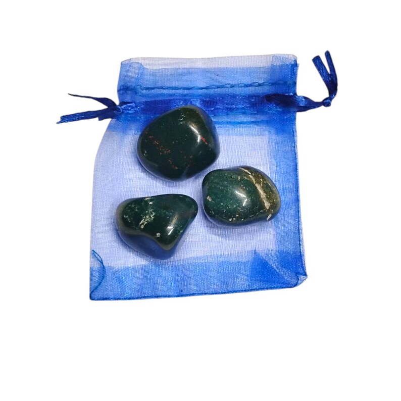 3 Bloodstone Tumbled Healing Crystals - Grounding Energy - Gift Bag Included
