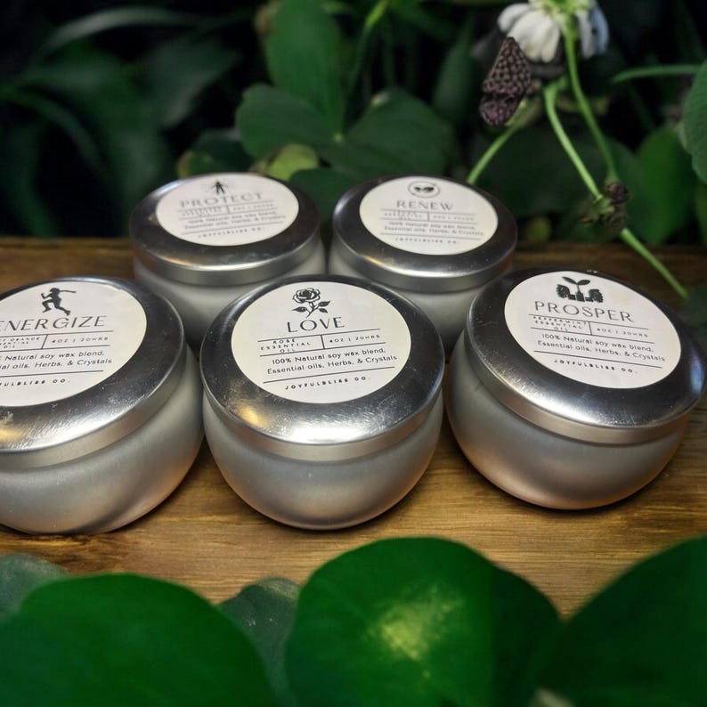 Love Candle – Rose Essential Oil with Herbs & Crystals | JoyfulBliss Co.