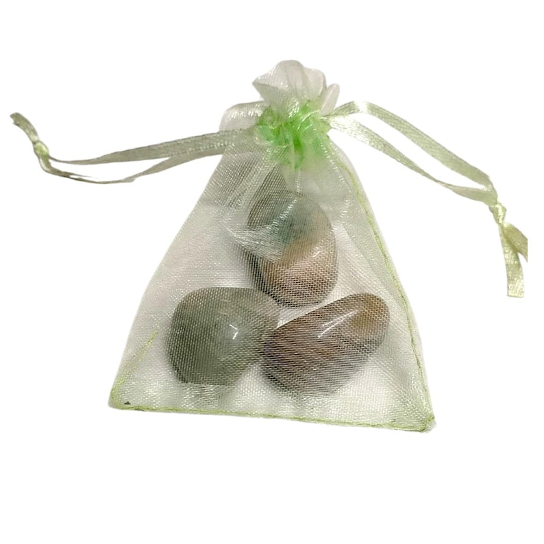 3 Green Aventurine Tumbled Stones – Luck, Abundance, Healing + Gift Bag