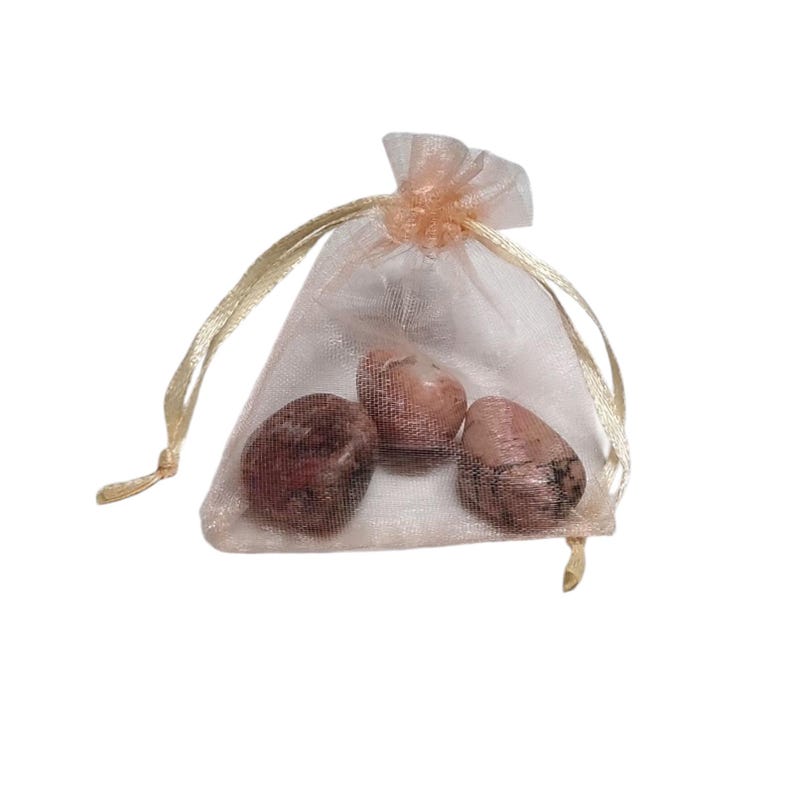 3 Rhodochrosite Tumbled Stones – Love, Healing, Joy + Organza Gift Bag