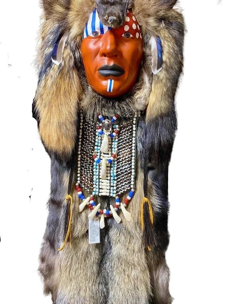 Southern Paiute Tribal Face Mask, Native American Handcrafted Art 4ft Life-sized