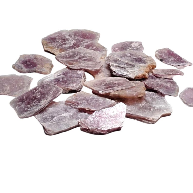 3 Raw Lepidolite Stones – Anxiety Relief, Peace, Balance + Gift Bag