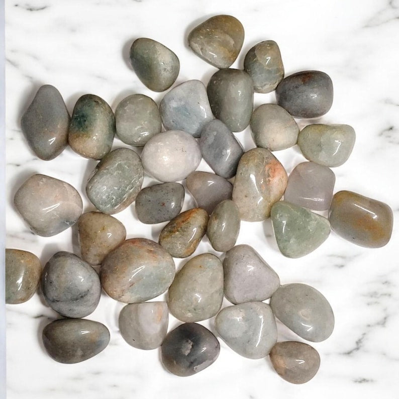 3 Green Aventurine Tumbled Stones – Luck, Abundance, Healing + Gift Bag