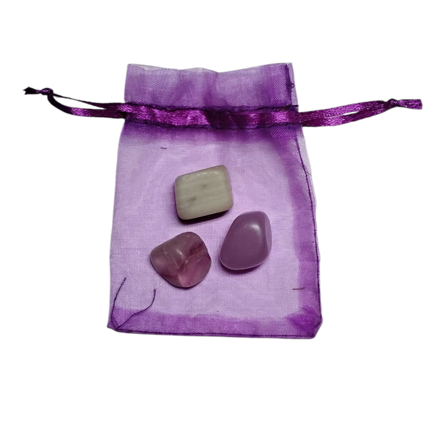 3 Fluorite Tumbled Stones – Focus, Clarity, Protection + Gift Bag Included