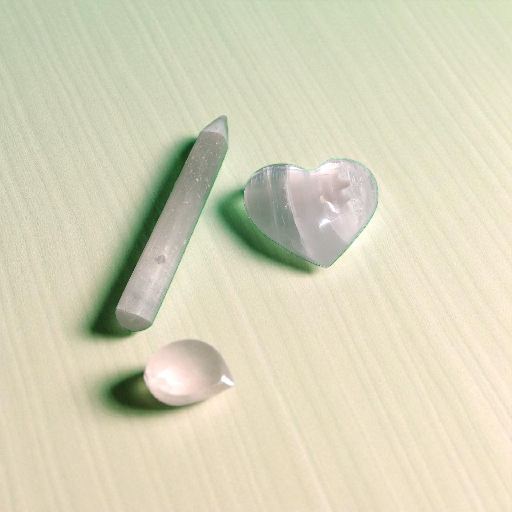 Selenite Point Wand (5") & Selenite Heart (4") – Crystal Healing & Energy Cleansing Set