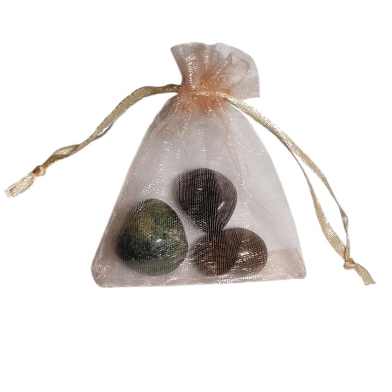 3 Fancy Jasper Tumbled Stones – Calm, Focus, Healing + Organza Gift Bag
