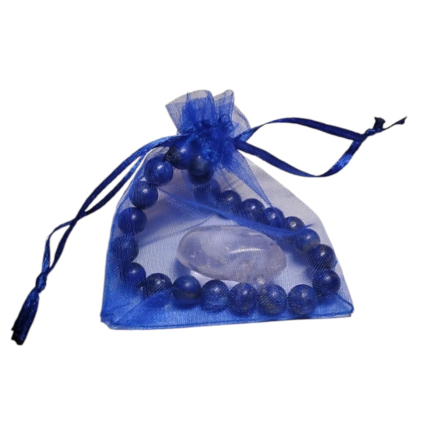 Lapis Lazuli Bead Bracelet with Clear Quartz Tumbled Stone – Healing & Clarity Crystal Set