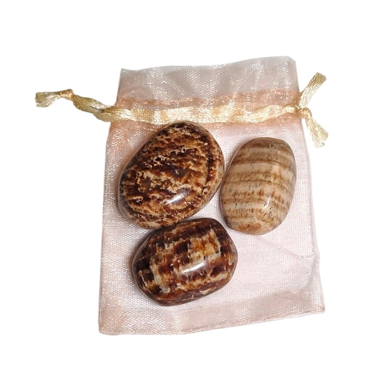 3 Aragonite Tumbled Stones – Grounding, Stability, Focus + Gift Bag