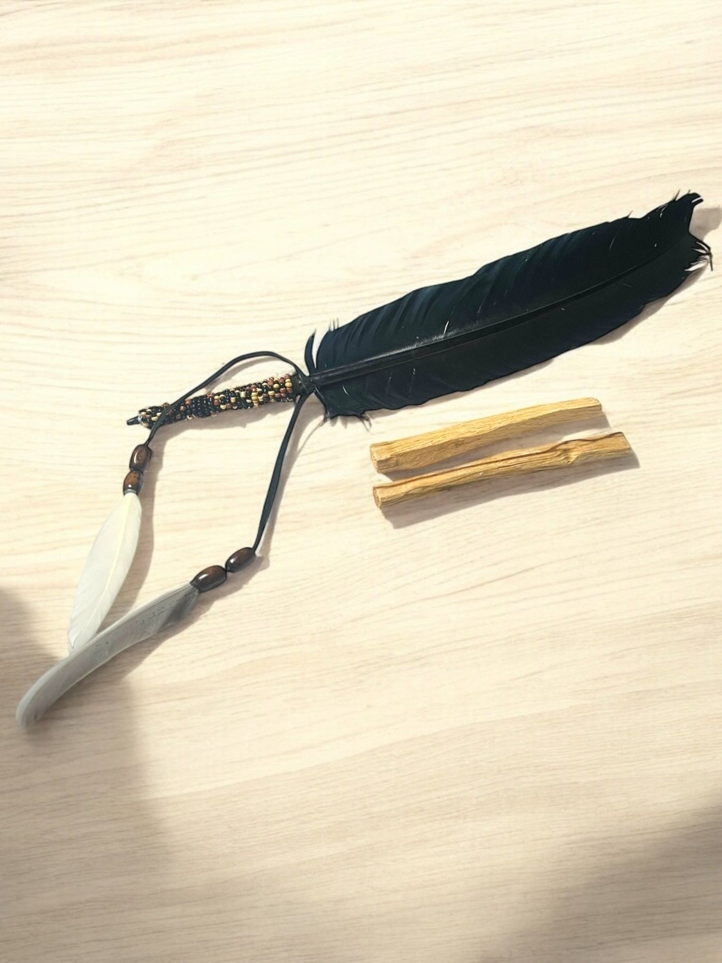 Smudge Feather with Palo Santo – Brown or Black Variation - JoyfulBliss Co.