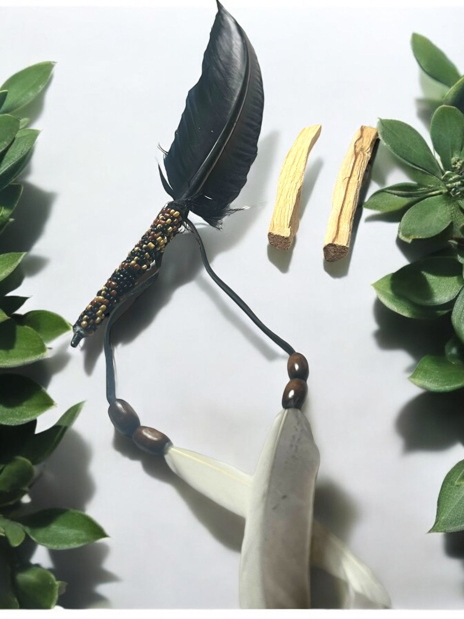 Smudge Feather with Palo Santo – Brown or Black Variation - JoyfulBliss Co.