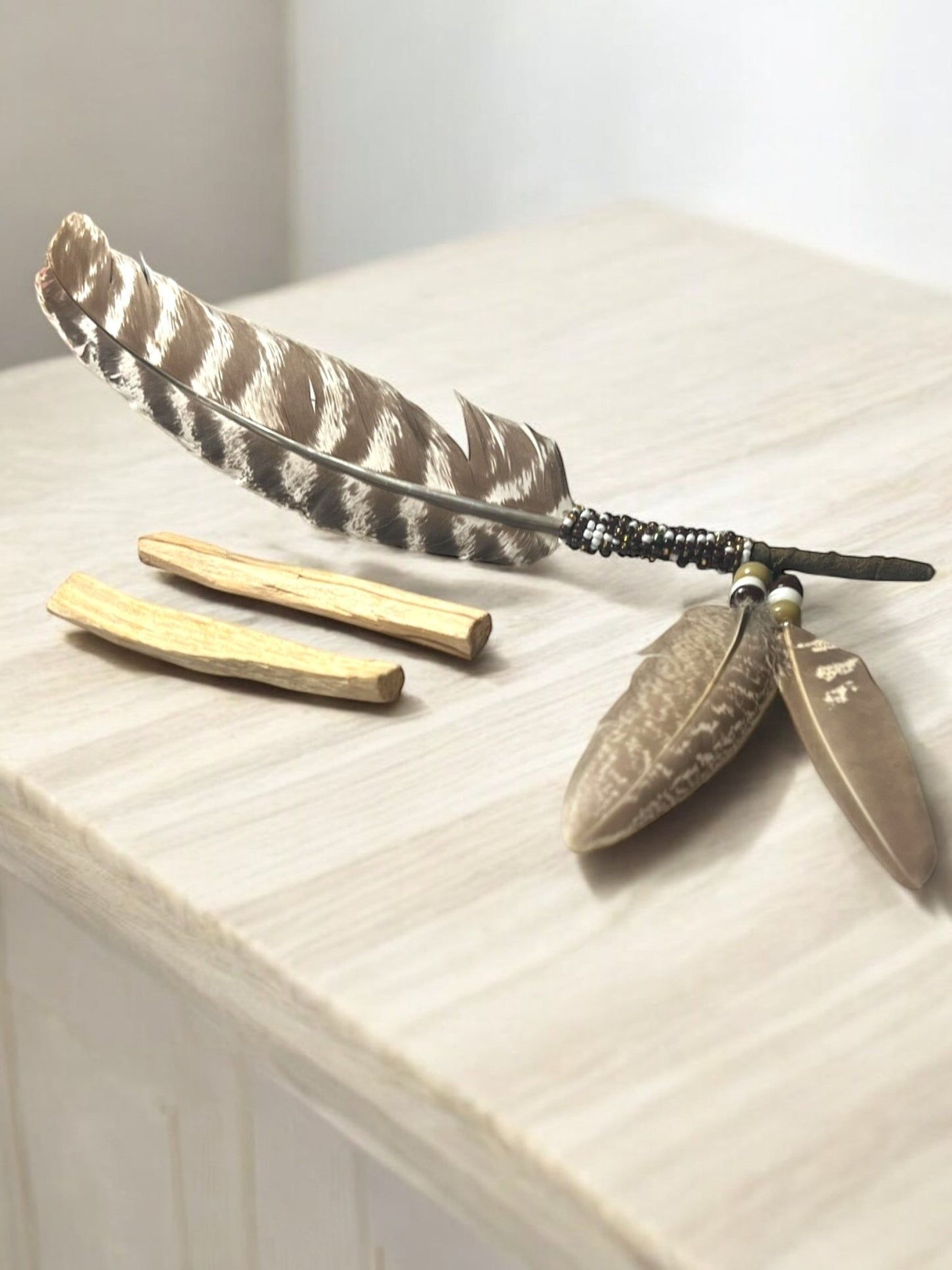 Smudge Feather with Palo Santo – Brown or Black Variation - JoyfulBliss Co.