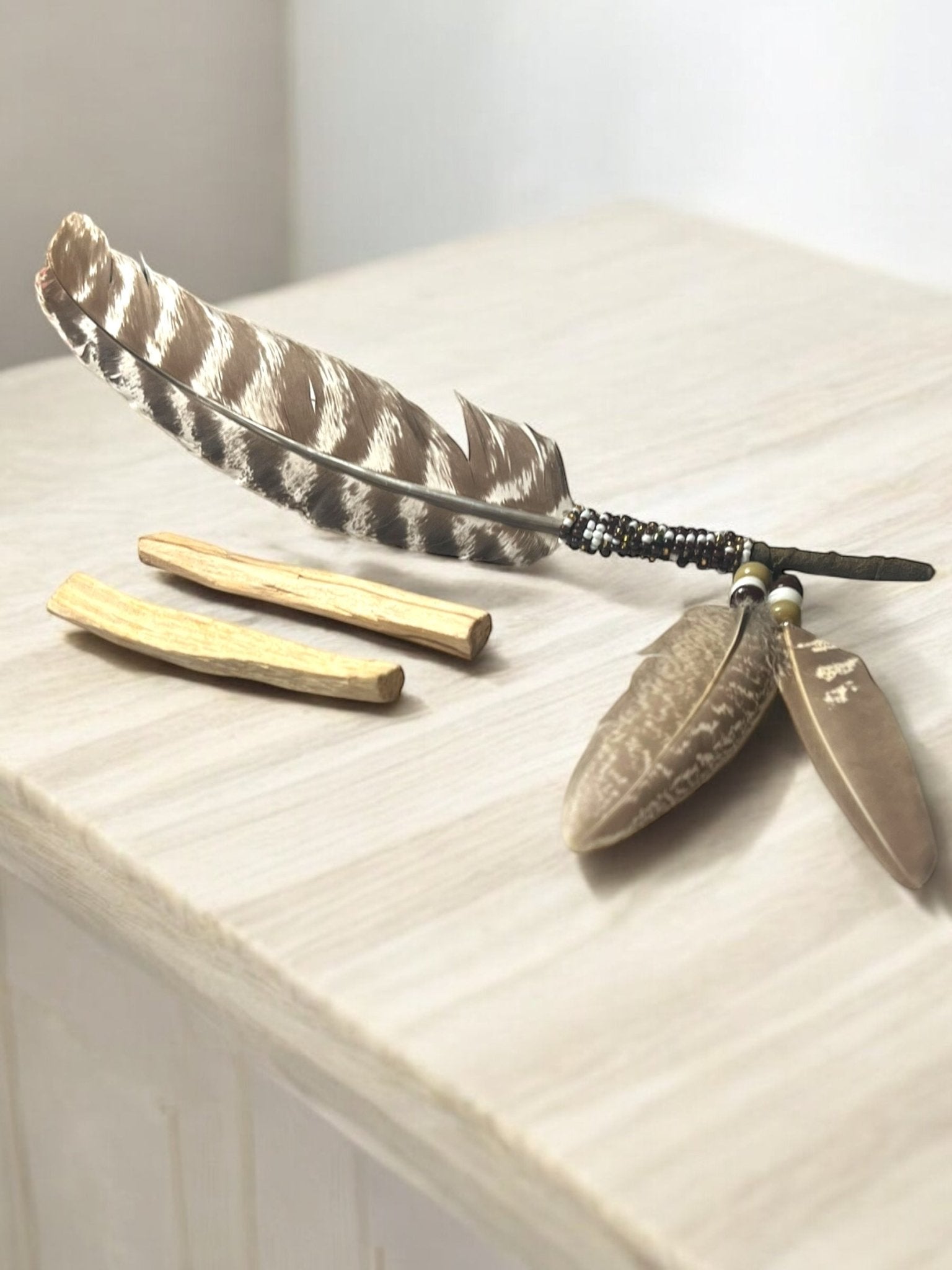 Smudge Feather with Palo Santo – Brown or Black Variation - JoyfulBliss Co.
