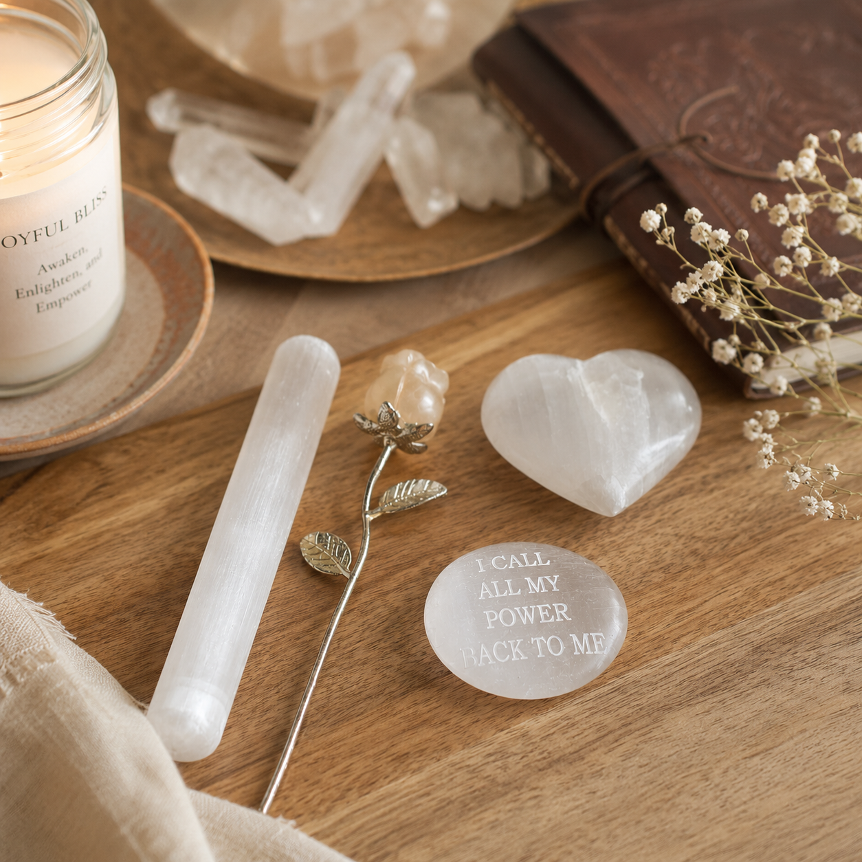Selenite Self-Love & Energy Cleansing Crystal Gift Set