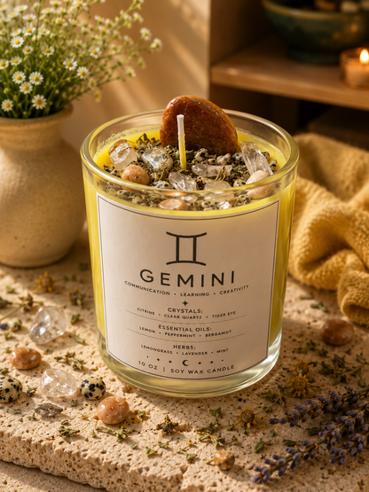 Gemini Zodiac Energy Alignment 10oz Soy Wax Candle
