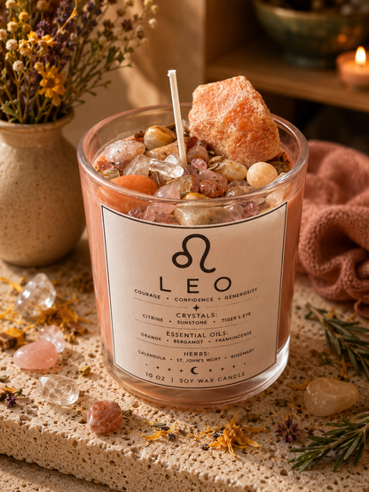 Leo Zodiac Energy Alignment 10oz Soy Wax Candle