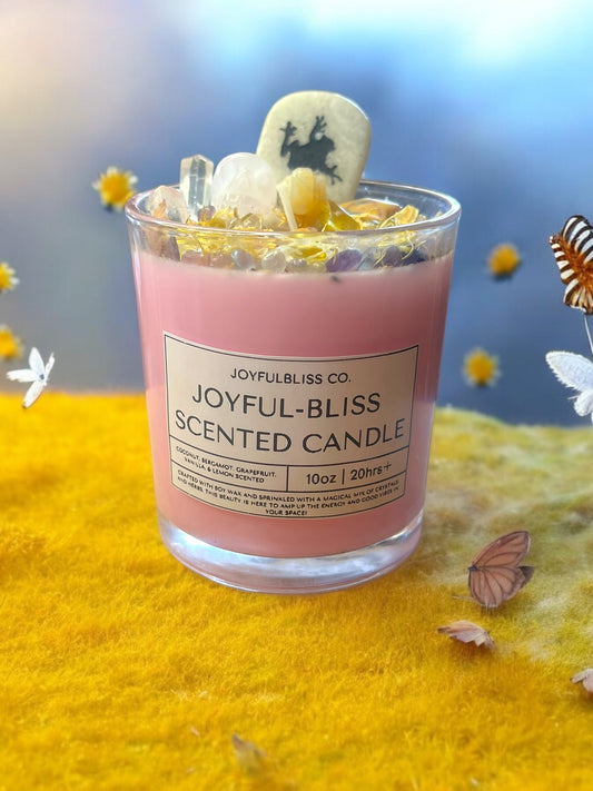 Joyful-Bliss Scented Candle – 10oz Soy Crystal Candle | Coconut, Grapefruit, Lemon & Vanilla