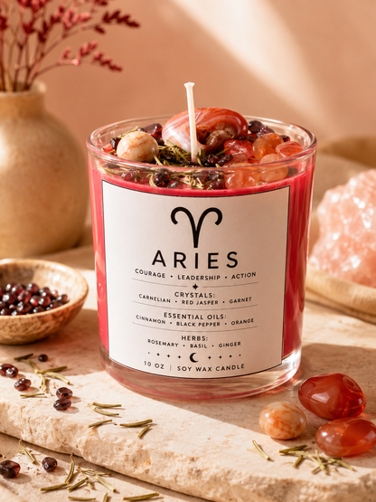 Aries Zodiac Energy Alignment 10oz Soy Wax Candle