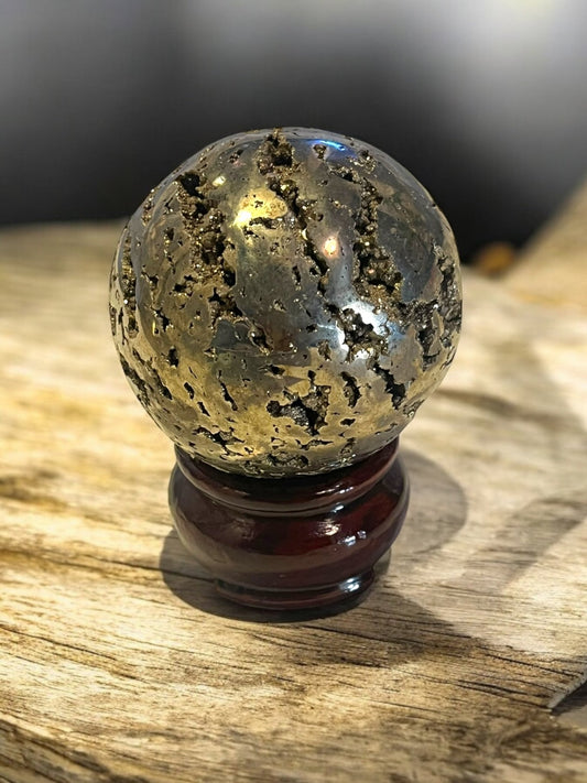 50mm Pyrite Sphere with Holder - JoyfulBliss Co.