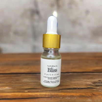 Bliss Uplifting Essential Oil Blend – Citrus Spice Aroma – JoyfulBliss Co. – Orange, Clove, Cinnamon, Lemon, Ginger, Vanilla – Mood-Lifting Scent