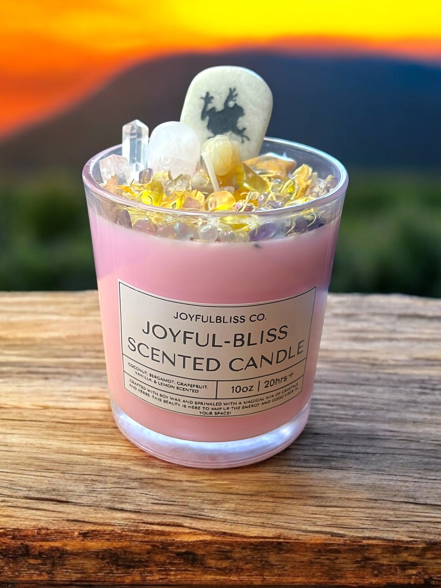 Joyful-Bliss Scented Candle – 10oz Soy Crystal Candle | Coconut, Grapefruit, Lemon & Vanilla