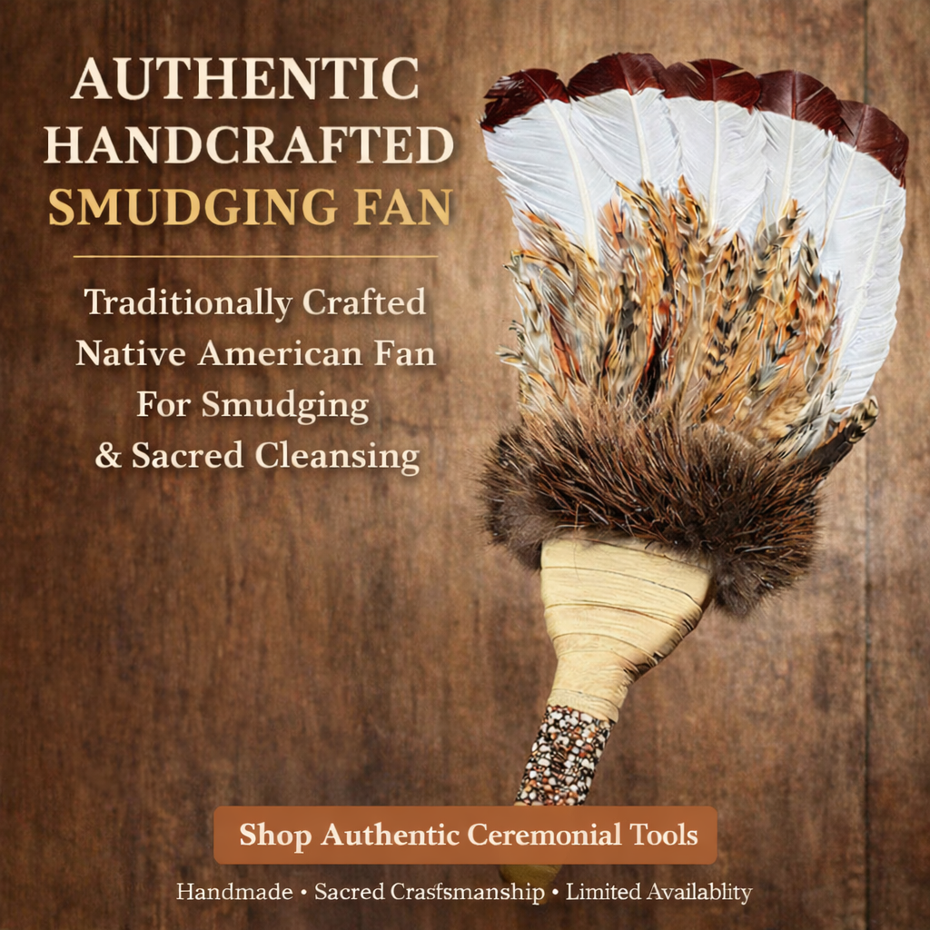 Authentic Creek Feather Smudge Prayer Fan: Native American Handcrafted by La Ne Ayo Artist