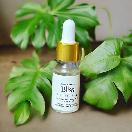 Bliss Uplifting Essential Oil Blend – Citrus Spice Aroma – JoyfulBliss Co. – Orange, Clove, Cinnamon, Lemon, Ginger, Vanilla – Mood-Lifting Scent