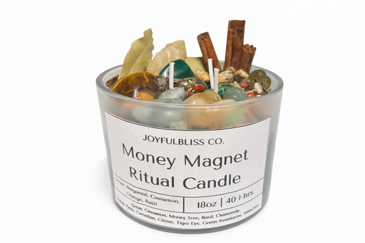 Money Magnet Ritual Candle – Attract Wealth, Abundance & Prosperity | 18oz Soy Intention Candle by JoyfulBliss Co.