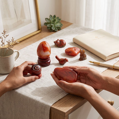 Carnelian, Red Agate & Red Jasper Crystal Collection Set – Polished Healing Stones, Carvings & Display Pieces