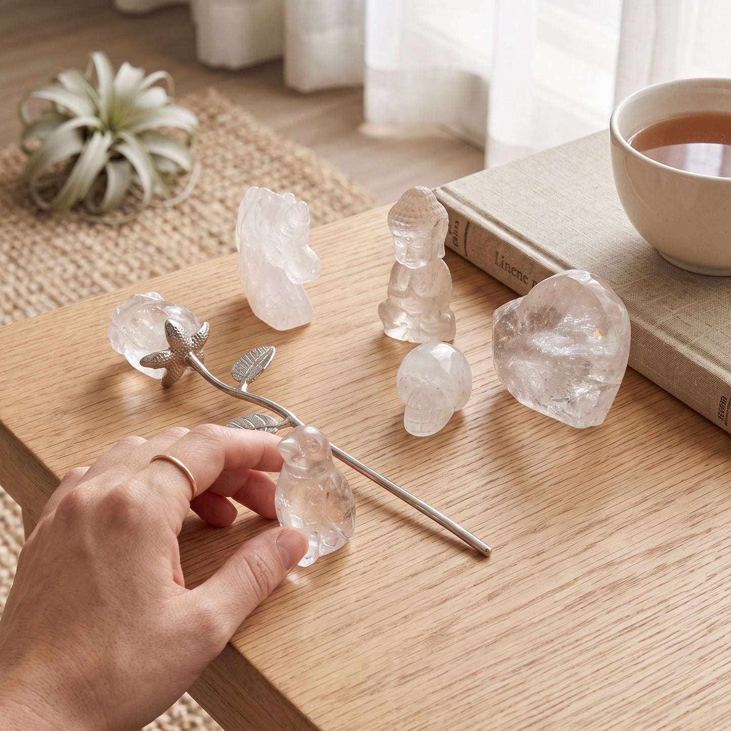 Clear Quartz Crystal Carving Collection – 7-Piece Spiritual Décor & Energy Set