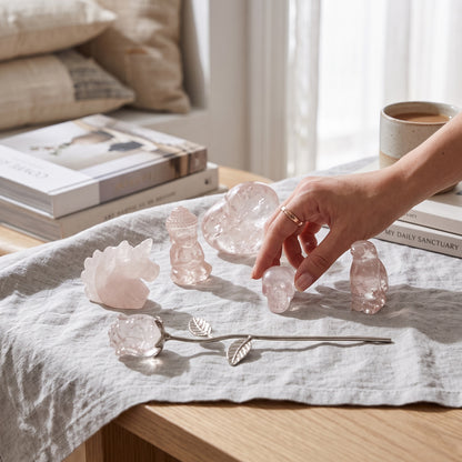 Clear Quartz Crystal Carving Collection – 7-Piece Spiritual Décor & Energy Set
