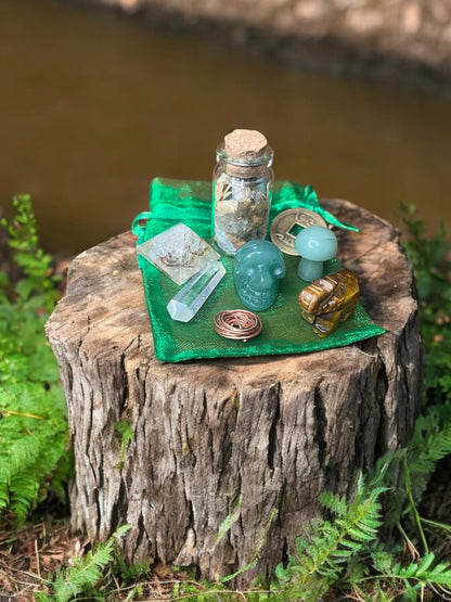 Money Mojo Bag – Energy-Charged Crystal Charm Set for Wealth, Abundance & Good Fortune | Custom Made to Order