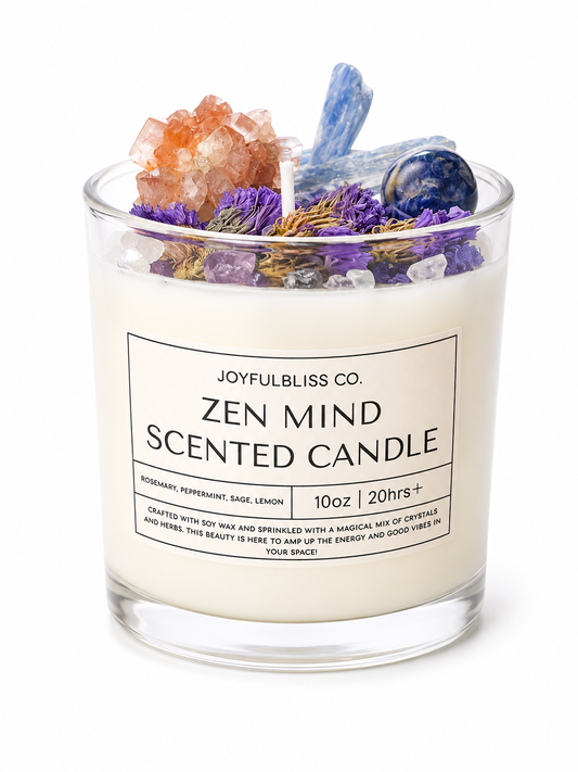 Zen Mind Scented Candle – 10oz Crystal Candle for Clarity, Calm & Mental Focus