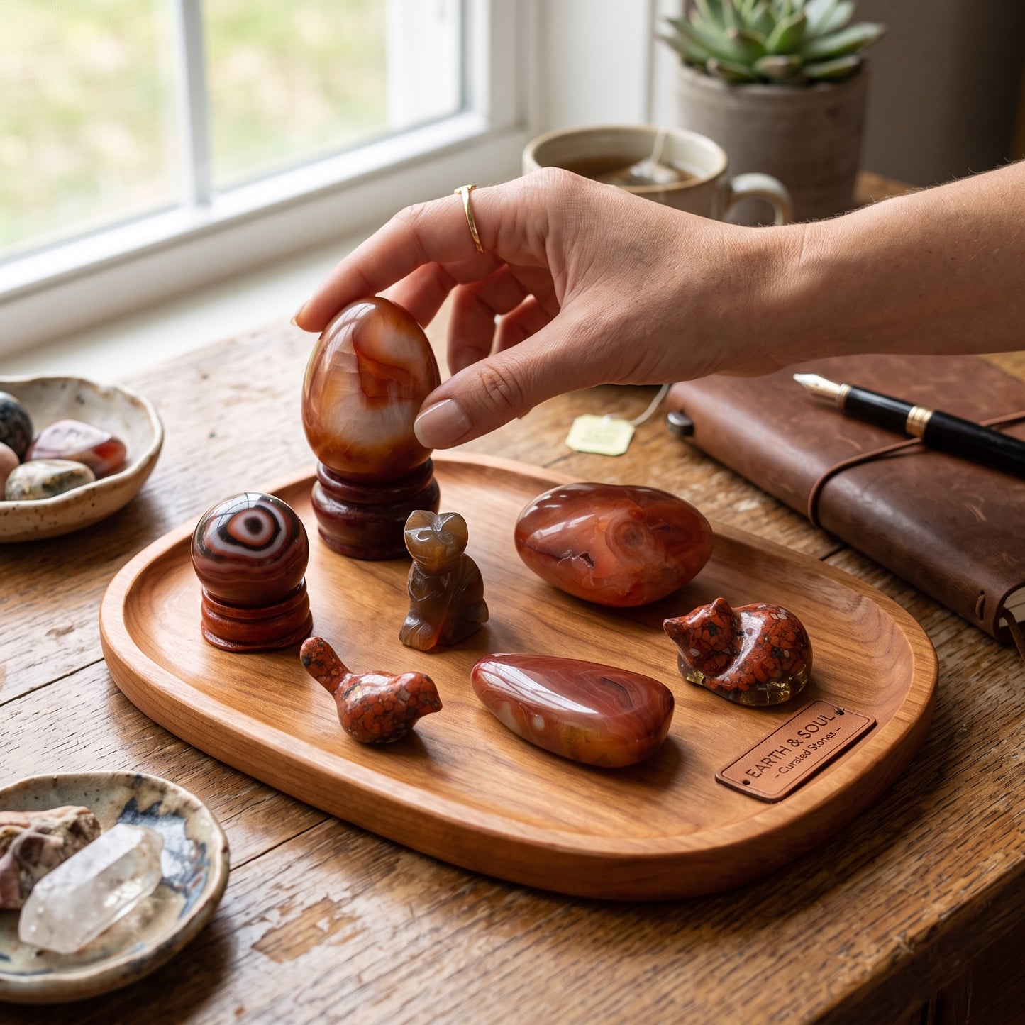 Carnelian, Red Agate & Red Jasper Crystal Collection Set – Polished Healing Stones, Carvings & Display Pieces