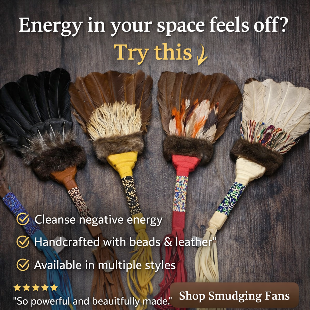 Authentic Creek Feather Smudge Prayer Fan: Native American Handcrafted by La Ne Ayo Artist