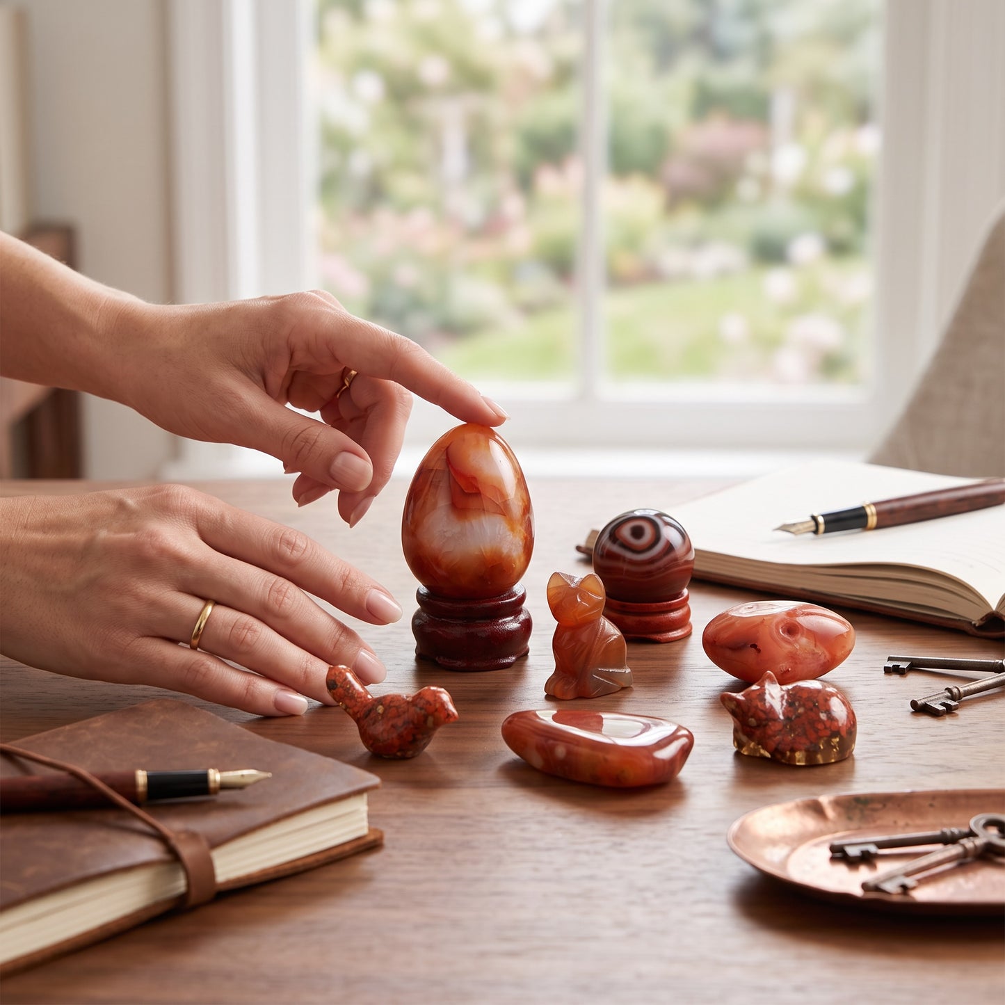 Carnelian, Red Agate & Red Jasper Crystal Collection Set – Polished Healing Stones, Carvings & Display Pieces