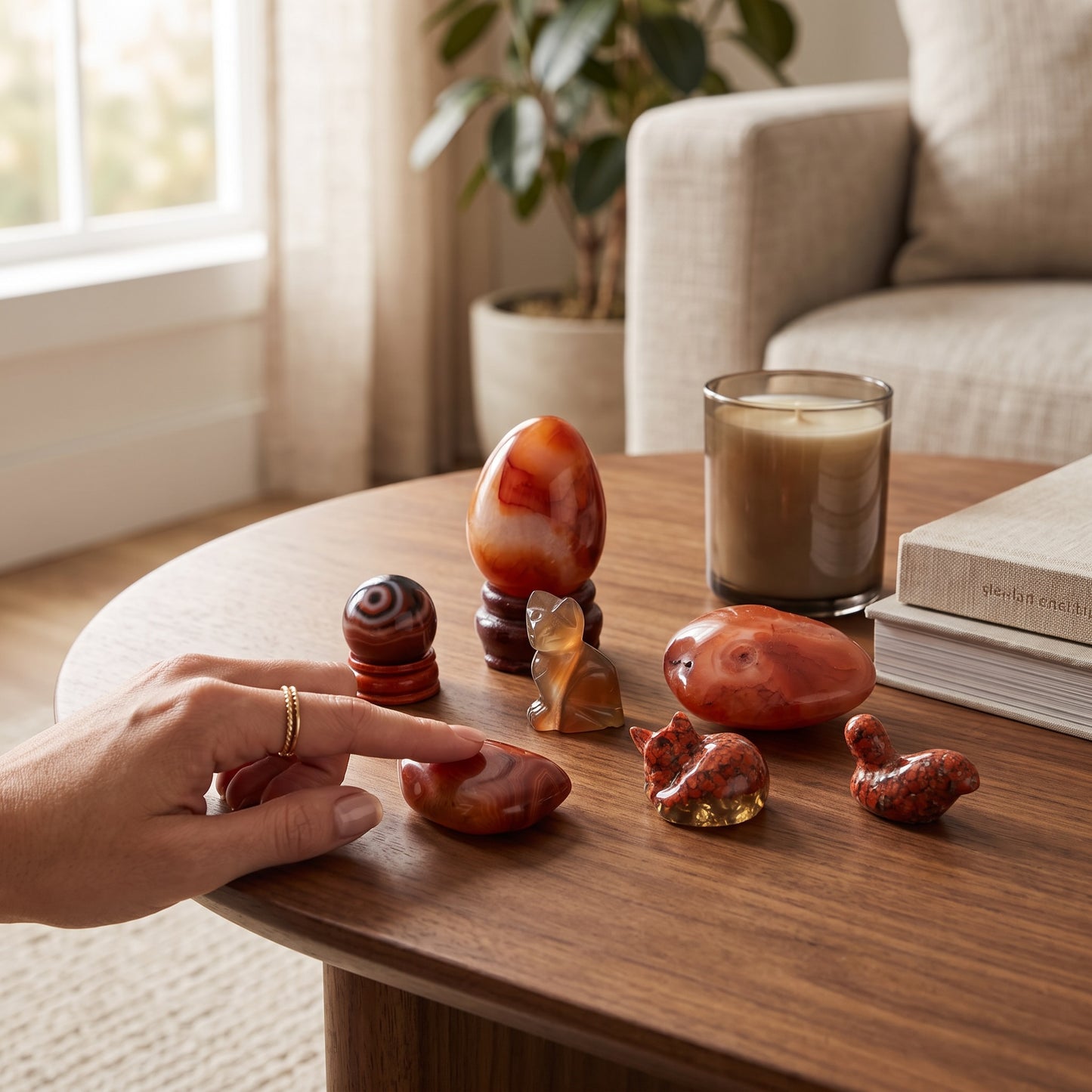 Carnelian, Red Agate & Red Jasper Crystal Collection Set – Polished Healing Stones, Carvings & Display Pieces