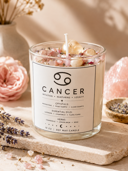 Cancer Zodiac Energy Alignment 10oz Soy Wax Candle