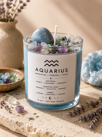 Aquarius Zodiac Energy Alignment 10oz Soy Wax Candle
