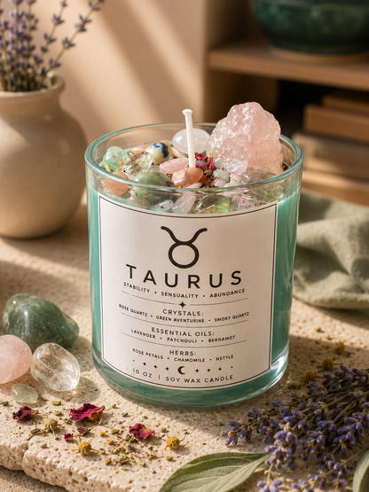 Taurus Zodiac Energy Alignment 10oz Soy Wax Candle
