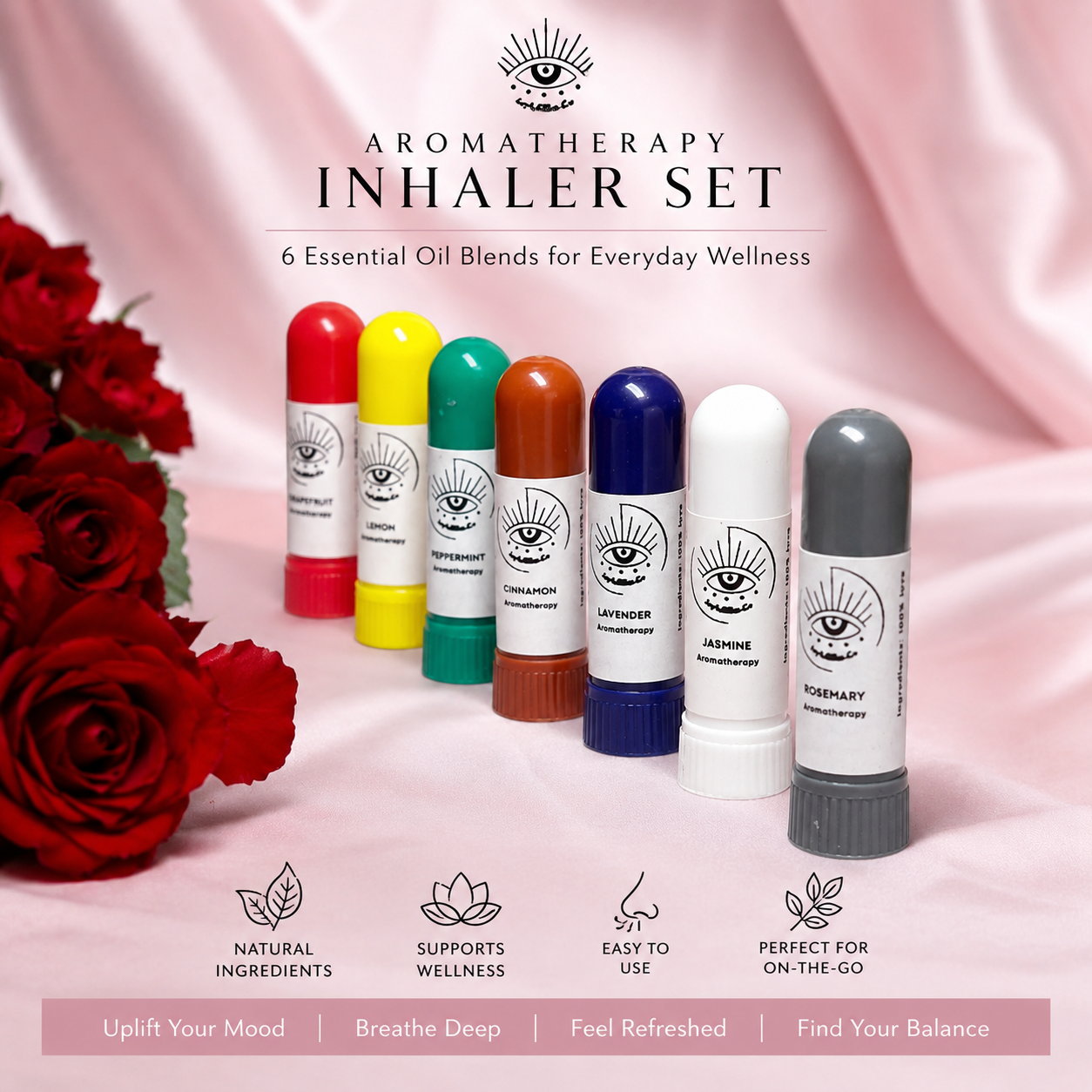 Complete Aromatherapy Inhaler Collection – 7 Essential Oil Blend Set