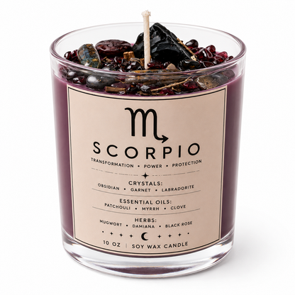 Scorpio Zodiac Energy Alignment 10oz Soy Wax Candle
