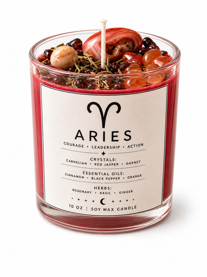 Aries Zodiac Energy Alignment 10oz Soy Wax Candle