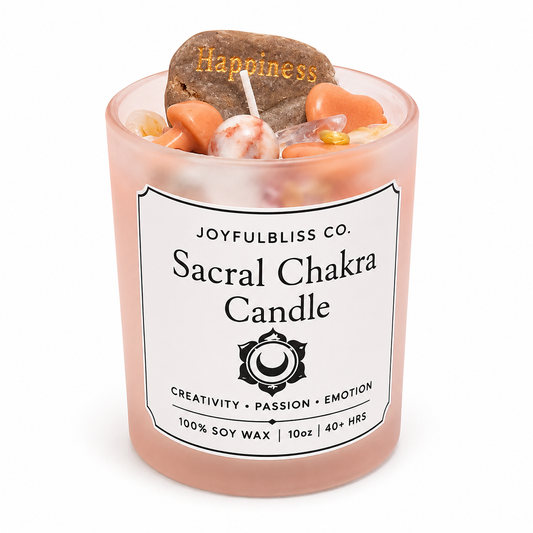 Sacral Chakra Candle – Creativity, Passion & Emotional Balance Soy Wax Crystal Candle