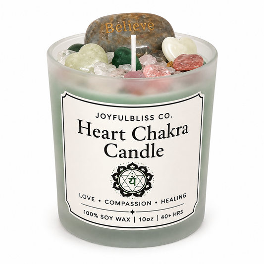 Heart Chakra Candle | Soy Wax Crystal Infused Candle for Love, Healing & Emotional Balance
