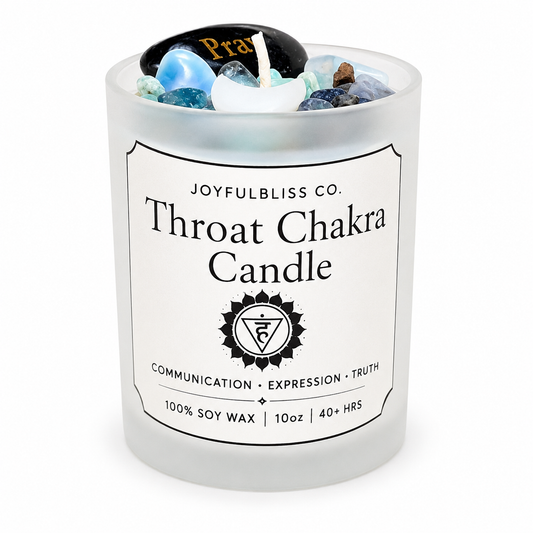 Throat Chakra Candle | Communication & Truth Soy Wax Crystal Candle
