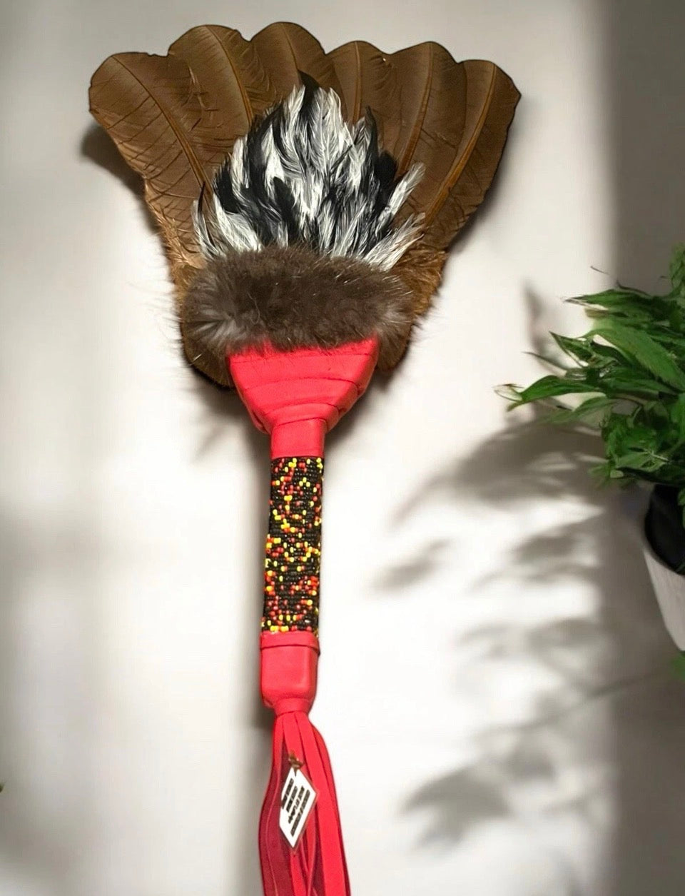 Authentic Creek Feather Smudge Prayer Fan: Native American Handcrafted by La Ne Ayo Artist