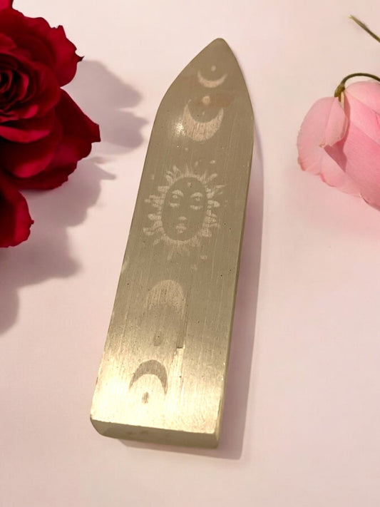Celestial Engraved Selenite Dagger (7” x 2”) - JoyfulBliss Co.